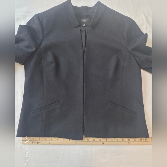​Talbots 14P Black Wool Blend Open Front Blazer - Professional Petite Jacket - Picture 6 of 9